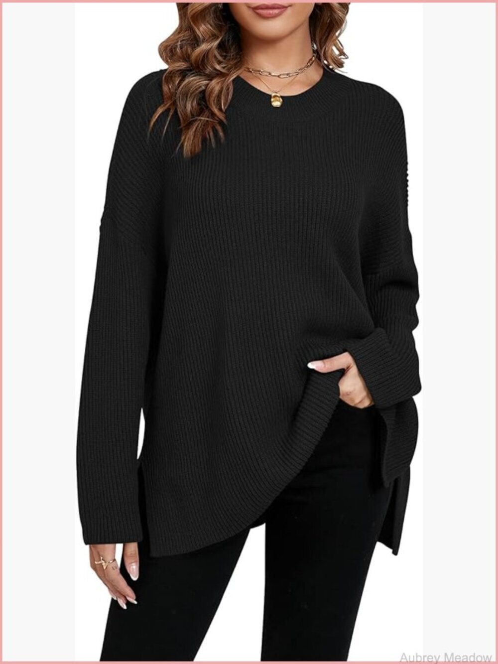 Oversized Batwing Sleeve Chunky Knit Pullover Sweater Tunic Top